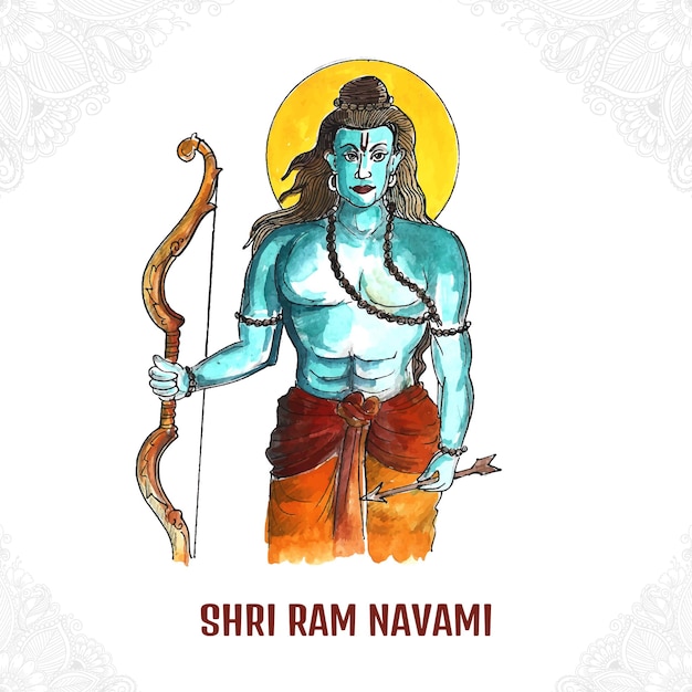 Vector gratuito lord shree ram navami festival desea fondo de tarjeta