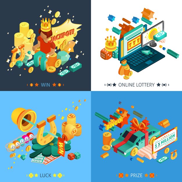 Lotería y Jackpot Concept Icons Set