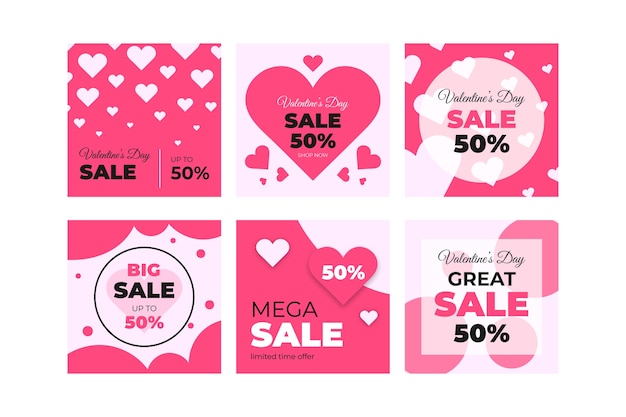 Vector gratuito lovely valentine's day sale instagram post collection