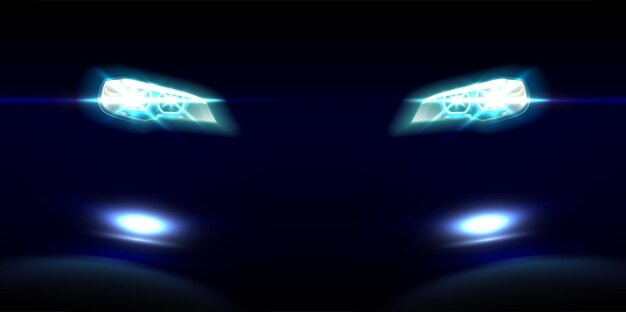 luces delanteras de coche realistas en negro
