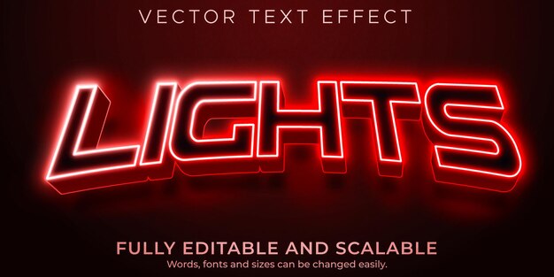 Luces con efecto de texto editable, estilo de texto rgb y neón