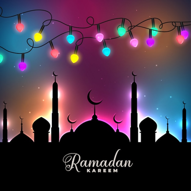 Vector gratuito luces festivas de colores decorativas ramadan kareem