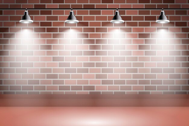 Luces de fondo de puntos en la pared de ladrillo