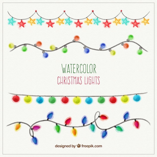 Luces de navidad en acuarela