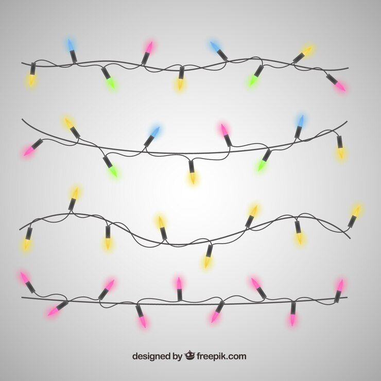 Vector gratuito luces de navidad adorables con estilo realista
