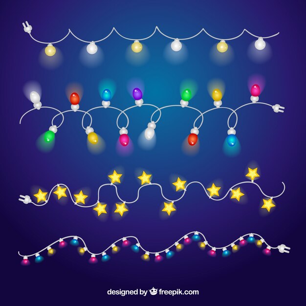 Luces de navidad de diferentes tipos