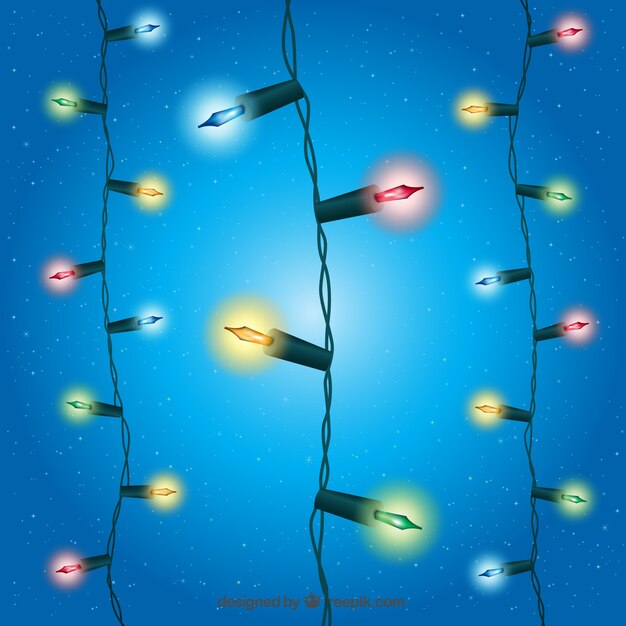 Luces de navidad en fondo azul