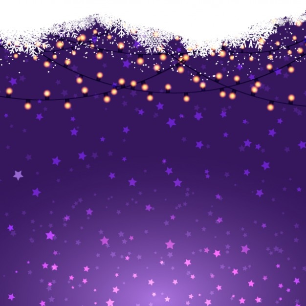 Vector gratuito luces de navidad en un fondo morado