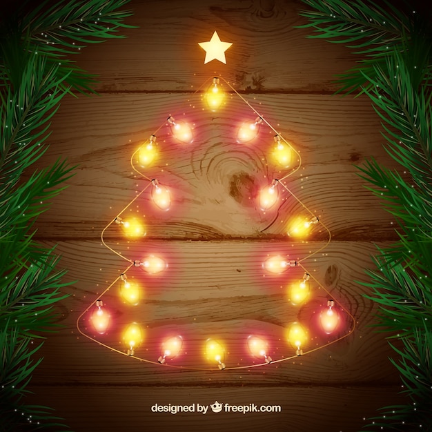 Vector gratuito luces de navidad en forma de árbol navideño