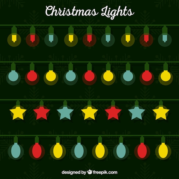 Vector gratuito luces de navidad en tres colores