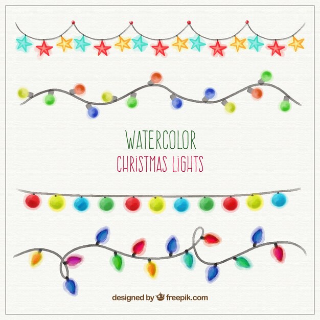 Luces navideñas de acuarela
