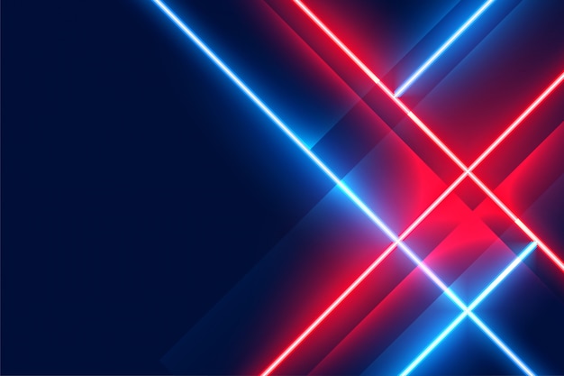 Luces de neón brillantes en color azul y rojo.