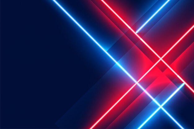 Luces de neón brillantes de color azul y rojo