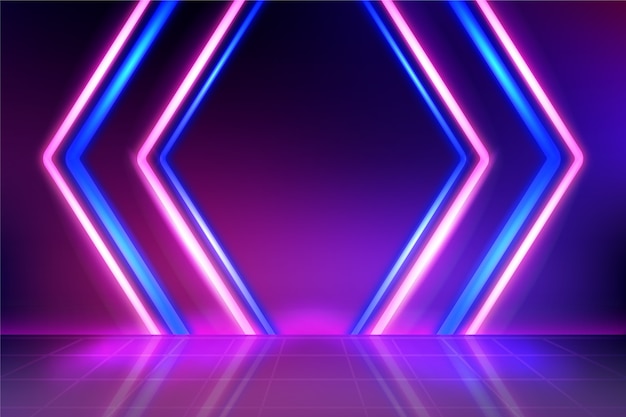 Luces de neón de fondo en violeta y azul