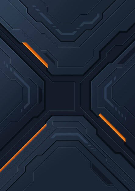 Luces de placa de circuito futurista abstractas que se mueven en la superficie negra para el cartel