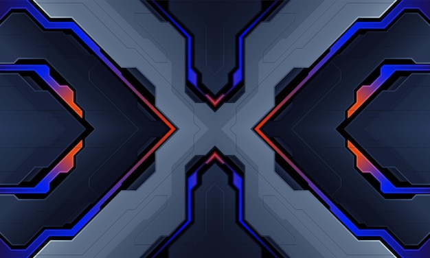 Luces de placa de circuito futurista abstractas que se mueven en la superficie negra para el sitio web de carteles y conceptos de diseño