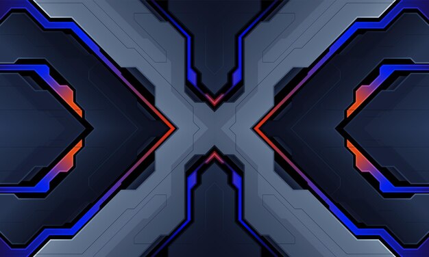 Luces de placa de circuito futurista abstractas que se mueven en la superficie negra para el sitio web de carteles y conceptos de diseño