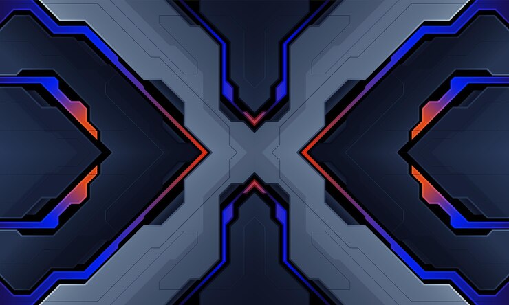 Luces de placa de circuito futurista abstractas que se mueven en la superficie negra para el sitio web de carteles y conceptos de diseño