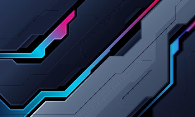 Luces de placa de circuito futurista abstractas que se mueven en la superficie negra para el sitio web de carteles y conceptos de diseño
