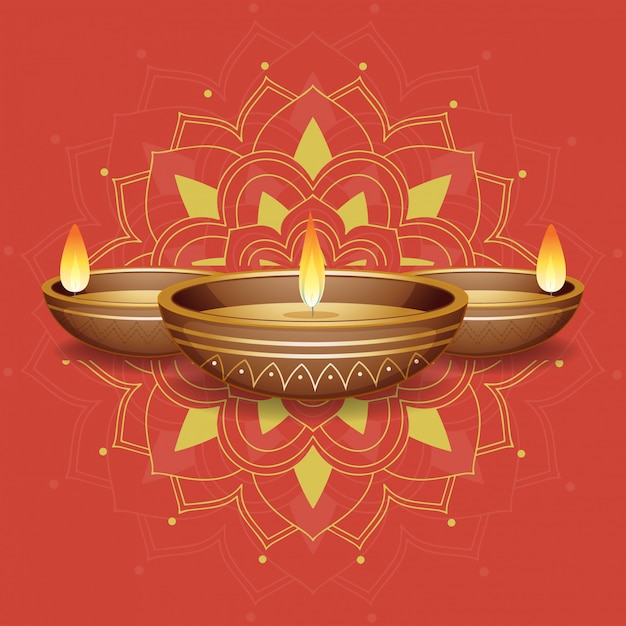 Vector gratuito luces de velas en mandala rojo