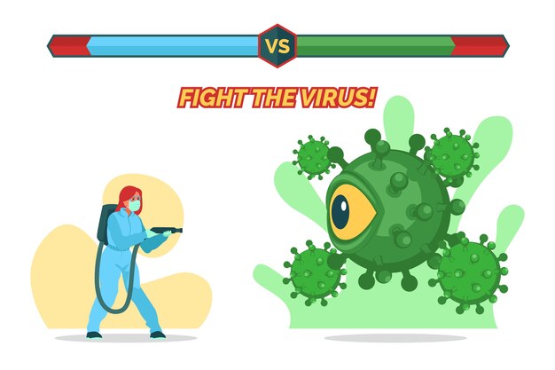 Lucha contra el concepto de virus con mujer