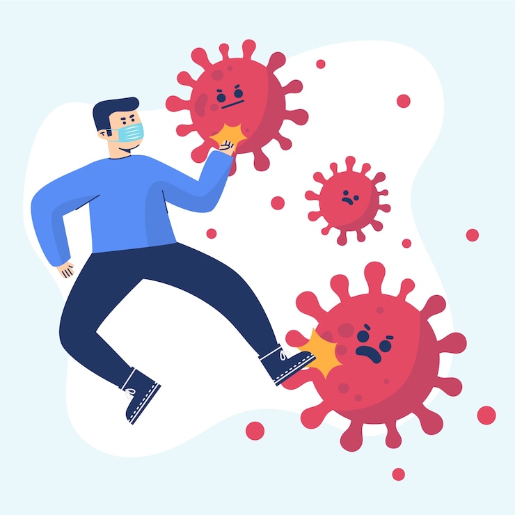 Vector gratuito lucha contra el concepto de virus