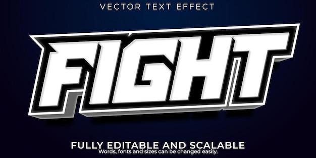 Vector gratuito lucha de efecto de texto editable, jugador 3d y estilo de fuente deportiva