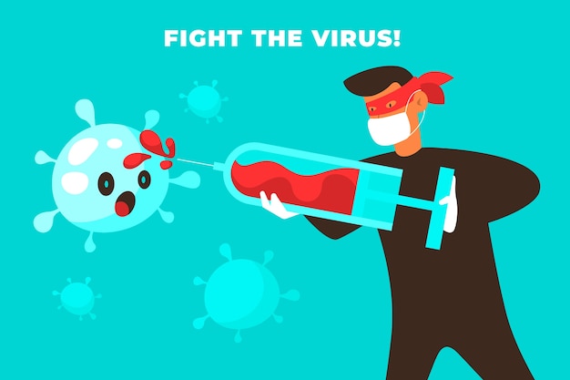 Vector gratuito lucha ilustrada con el concepto de virus