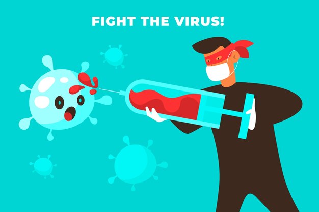 Lucha ilustrada con el concepto de virus