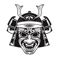 Vector gratuito luchador japonés en máscara negra. guerrero tradicional de japón. ilustración de vector aislado vintage