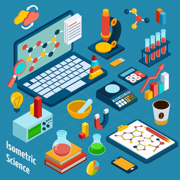 Lugar de trabajo de ciencia isométrica