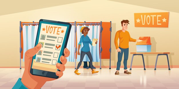 Lugar de votación y aplicación móvil para votar el día de las elecciones