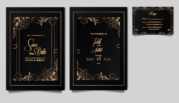 Lujo elegante diseño de tarjeta de invitación de boda