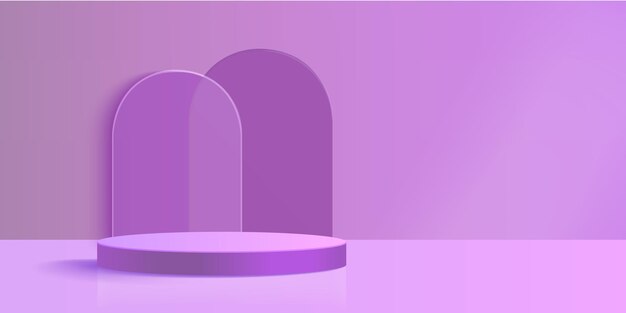 Lujo escenario púrpura con arcos de vidrio curvos
