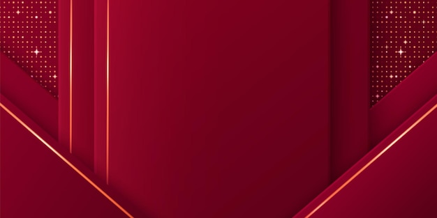 Lujo fondo rojo con líneas geométricas doradas