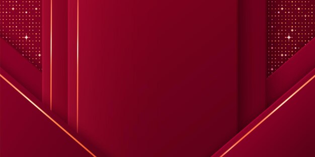 Lujo fondo rojo con líneas geométricas doradas