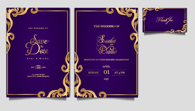 lujosas y elegantes tarjetas de invitación de boda