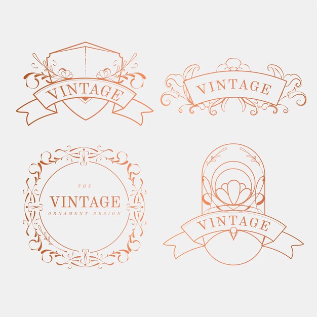 Lujoso conjunto de vectores vintage art nouveau insignia