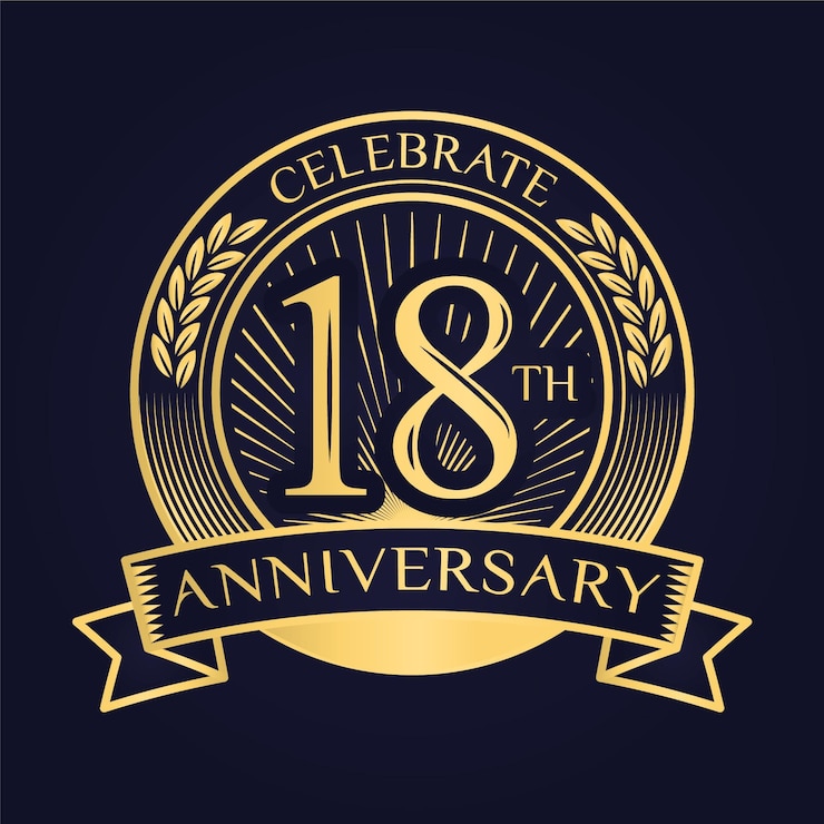 Vector gratuito lujoso logo del décimo octavo aniversario