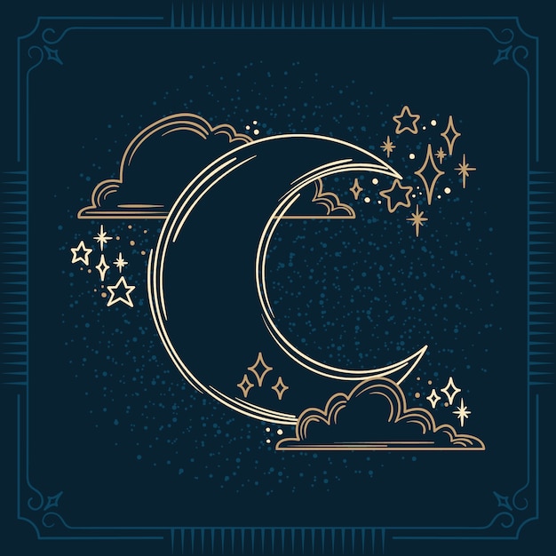 Luna y estrellas dibujo ilustración