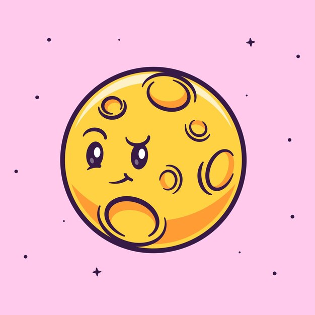 Luna Linda En El Espacio Ilustración De Icono De Vector De Dibujos Animados. Ciencia Naturaleza Icono Concepto Aislado Plano