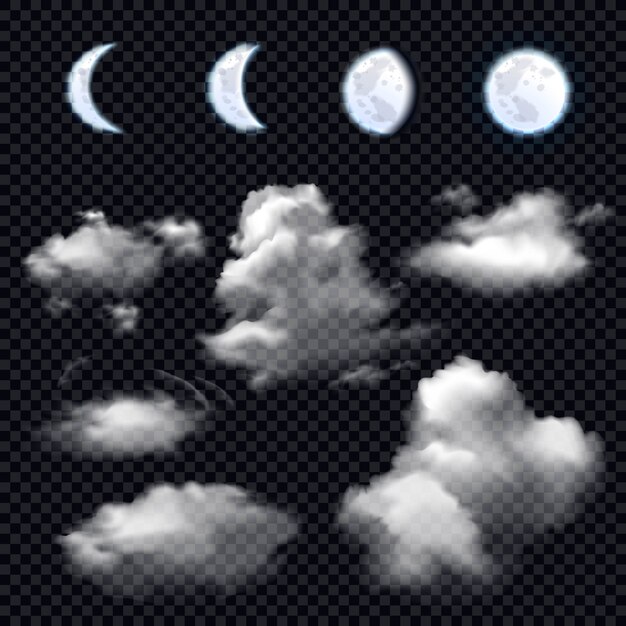 Luna y nubes en transparente