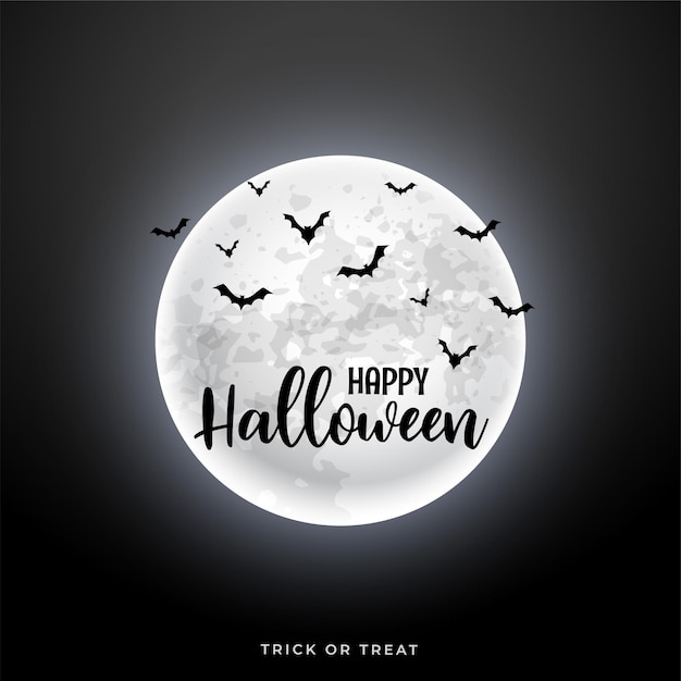 Vector gratuito luna realista con murciélagos voladores escena de halloween