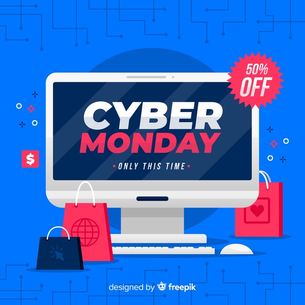 Lunes cibernético en diseño plano