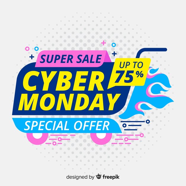 Lunes cibernético plano con ofertas de super rebajas