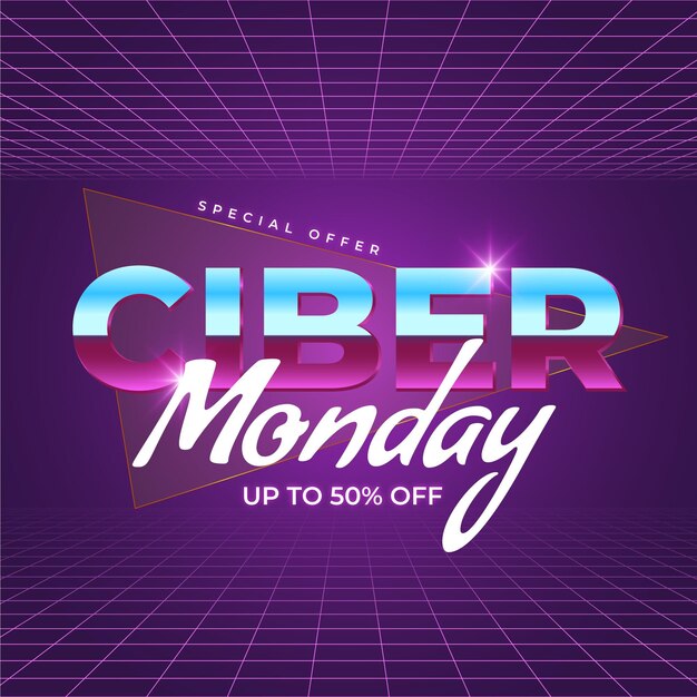 El lunes cibernético retro futurista
