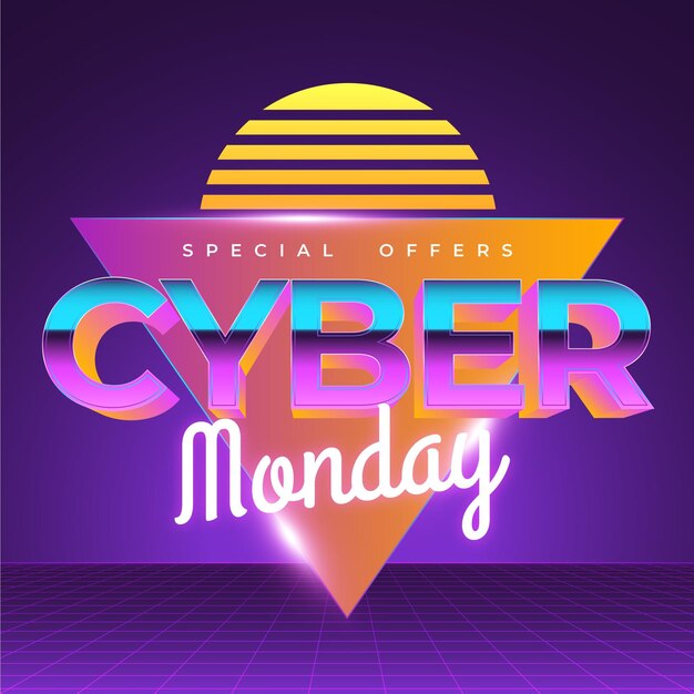 El lunes cibernético retro futurista