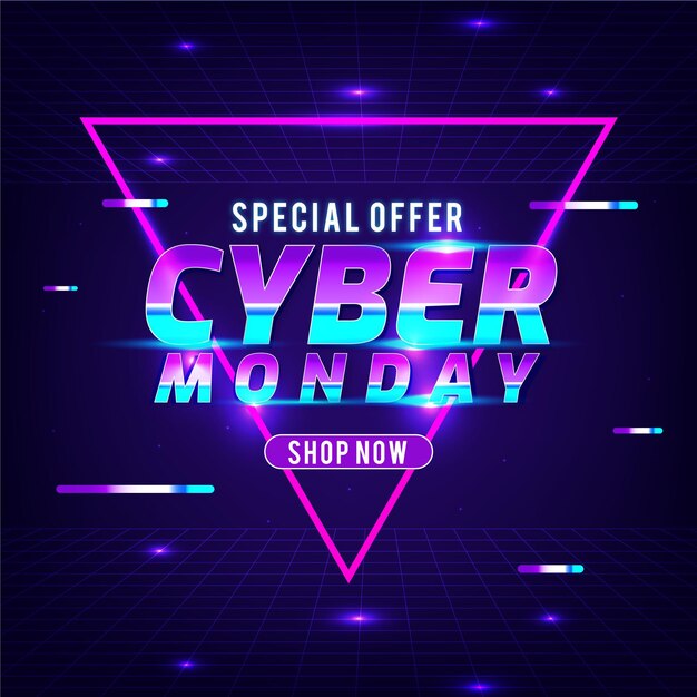 El lunes cibernético retro futurista