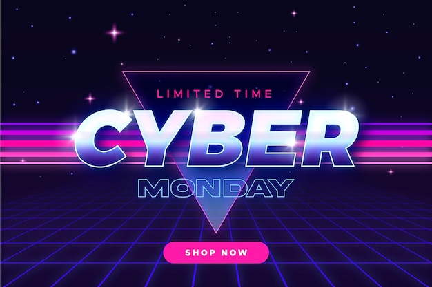 El lunes cibernético retro futurista