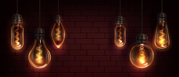 La luz de la bombilla de Edison es un filamento realista de época.